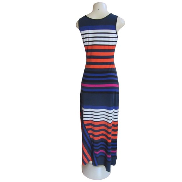 ELLEN TRACY Multi Colored Striped Tank Sleeveless Maxi Dress in Size 2 - Picture 4 of 5